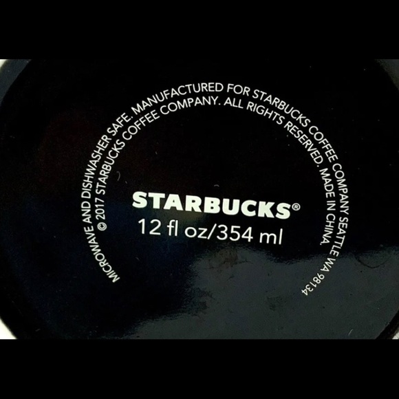 2017 Black Ceramic Starbucks 12 oz 354 ml White Logo Collectible Coffee Cup Mug - Picture 3 of 3